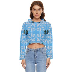 Folk Flowers Print Floral Pattern Ethnic Art Women s Lightweight Cropped Hoodie