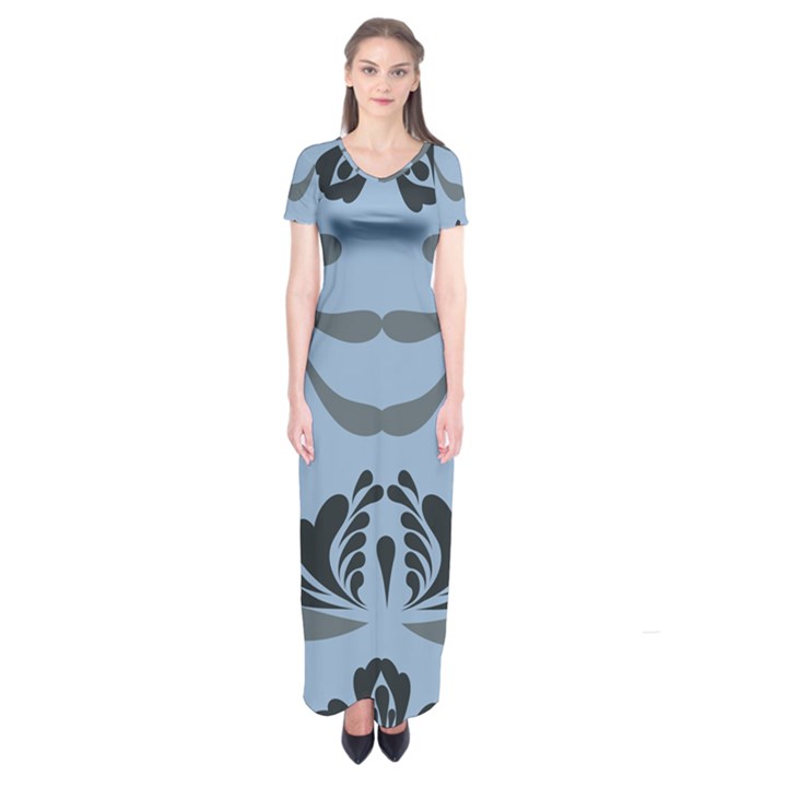 Folk flowers print Floral pattern Ethnic art Short Sleeve Maxi Dress