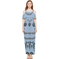 Folk Flowers Print Floral Pattern Ethnic Art Draped Sleeveless Chiffon Jumpsuit by Eskimos