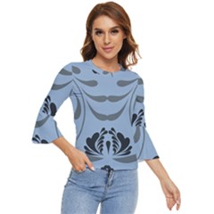 Folk Flowers Print Floral Pattern Ethnic Art Bell Sleeve Top