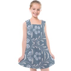 Folk Flowers Print Floral Pattern Ethnic Art Kids  Cross Back Dress by Eskimos