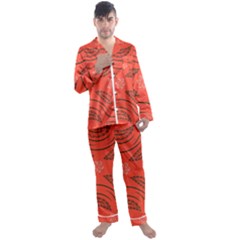 Folk Flowers Print Floral Pattern Ethnic Art Men s Long Sleeve Satin Pajamas Set by Eskimos