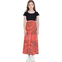 Folk Flowers Print Floral Pattern Ethnic Art Kids  Flared Maxi Skirt by Eskimos