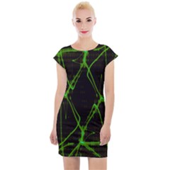 Officially Sexy Green & Black Laser Cap Sleeve Bodycon Dress by OfficiallySexy