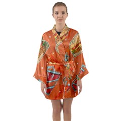 55 Long Sleeve Satin Kimono