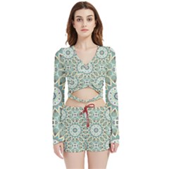 Mandala  Velvet Wrap Crop Top And Shorts Set by zappwaits