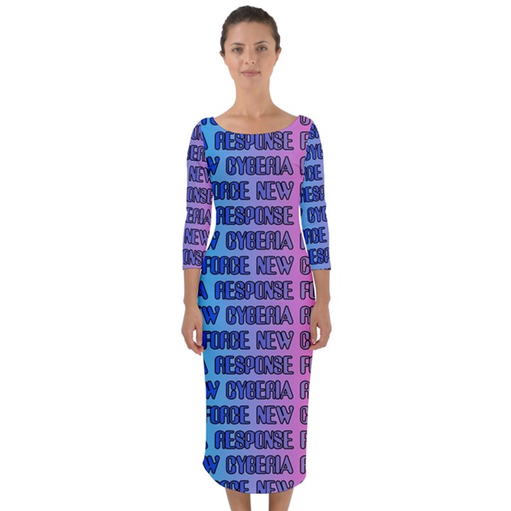 New Cyberia Response Force Quarter Sleeve Midi Bodycon Dress