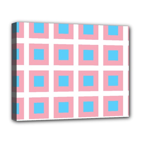 Trans Flag Squared Plaid Deluxe Canvas 20  X 16  (stretched) by WetdryvacsLair