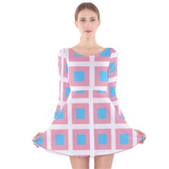 Trans Flag Squared Plaid Long Sleeve Velvet Skater Dress by WetdryvacsLair