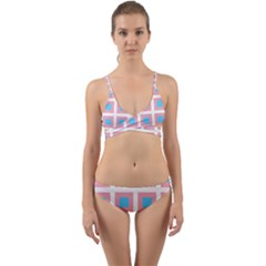 Trans Flag Squared Plaid Wrap Around Bikini Set by WetdryvacsLair