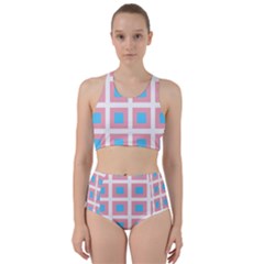 Trans Flag Squared Plaid Racer Back Bikini Set by WetdryvacsLair