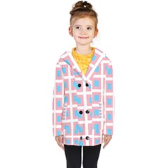 Trans Flag Squared Plaid Kids  Double Breasted Button Coat by WetdryvacsLair