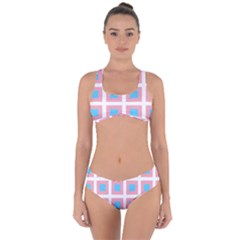 Trans Flag Squared Plaid Criss Cross Bikini Set by WetdryvacsLair