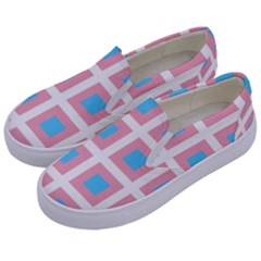 Trans Flag Squared Plaid Kids  Canvas Slip Ons by WetdryvacsLair