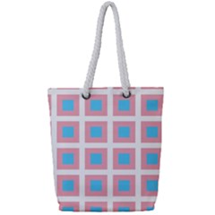 Trans Flag Squared Plaid Full Print Rope Handle Tote (small) by WetdryvacsLair