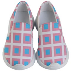 Trans Flag Squared Plaid Kids Lightweight Slip Ons by WetdryvacsLair