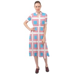 Trans Flag Squared Plaid Keyhole Neckline Chiffon Dress by WetdryvacsLair