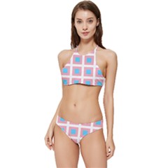 Trans Flag Squared Plaid Banded Triangle Bikini Set by WetdryvacsLair