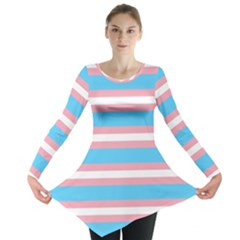 Trans Flag Stripes Long Sleeve Tunic  by WetdryvacsLair