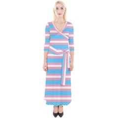 Trans Flag Stripes Quarter Sleeve Wrap Maxi Dress by WetdryvacsLair