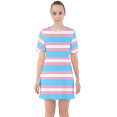 Trans Flag Stripes Sixties Short Sleeve Mini Dress by WetdryvacsLair