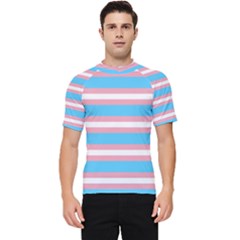 Trans Flag Stripes Men s Short Sleeve Rash Guard