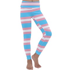 Trans Flag Stripes Kids  Lightweight Velour Classic Yoga Leggings by WetdryvacsLair