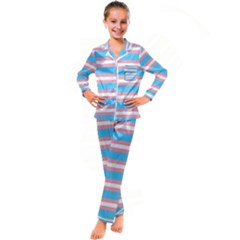 Trans Flag Stripes Kid s Satin Long Sleeve Pajamas Set