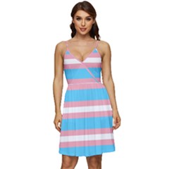 Trans Flag Stripes V-neck Pocket Summer Dress  by WetdryvacsLair