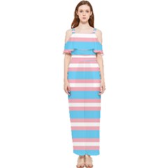 Trans Flag Stripes Draped Sleeveless Chiffon Jumpsuit