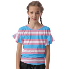 Trans Flag Stripes Kids  Cut Out Flutter Sleeves