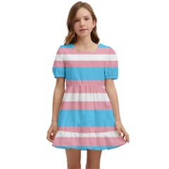 Trans Flag Stripes Kids  Short Sleeve Dolly Dress