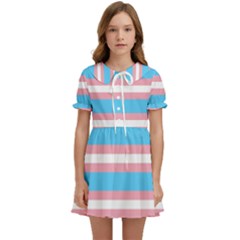 Trans Flag Stripes Kids  Sweet Collar Dress