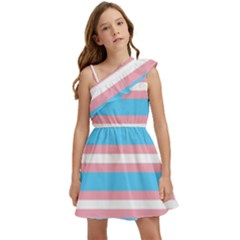 Trans Flag Stripes Kids  One Shoulder Party Dress