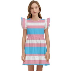 Trans Flag Stripes Kids  Winged Sleeve Dress by WetdryvacsLair