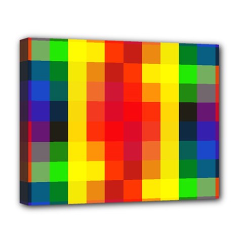 Pride Plaid Deluxe Canvas 20  X 16  (stretched) by WetdryvacsLair