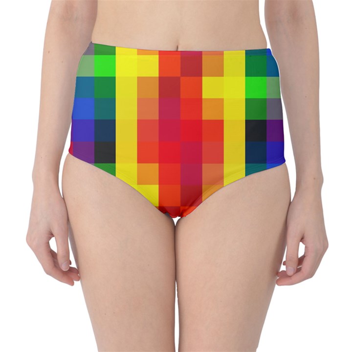 Pride Plaid Classic High-Waist Bikini Bottoms