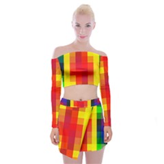 Pride Plaid Off Shoulder Top With Mini Skirt Set by WetdryvacsLair