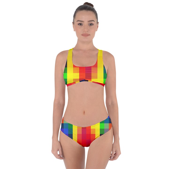 Pride Plaid Criss Cross Bikini Set