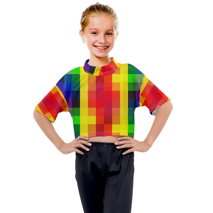 Pride Plaid Kids Mock Neck Tee