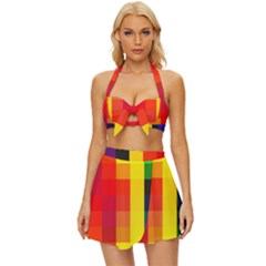 Pride Plaid Vintage Style Bikini Top And Skirt Set  by WetdryvacsLair