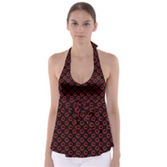 Red Lips Kiss Glitter Babydoll Tankini Top by idjy