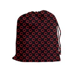 Red Lips Kiss Glitter Drawstring Pouch (xl) by idjy