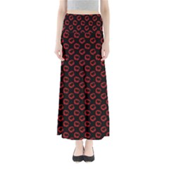 Red Lips Kiss Glitter Full Length Maxi Skirt by idjy