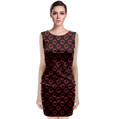 Red Lips Kiss Glitter Classic Sleeveless Midi Dress