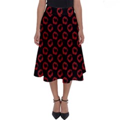 Red Lips Kiss Glitter Perfect Length Midi Skirt by idjy