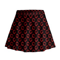 Red Lips Kiss Glitter Mini Flare Skirt by idjy