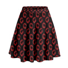 Red Lips Kiss Glitter High Waist Skirt by idjy