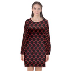 Red Lips Kiss Glitter Long Sleeve Chiffon Shift Dress  by idjy