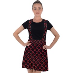 Red Lips Kiss Glitter Velvet Suspender Skater Skirt by idjy